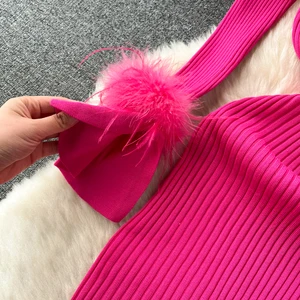 YuooMuoo-Vestido elegante de malha de manga comprida feminino, Wrap Hips, Bodycon, Chique, Outono, Inverno, 2023 6 principais vendas vestidos de pelos - №3