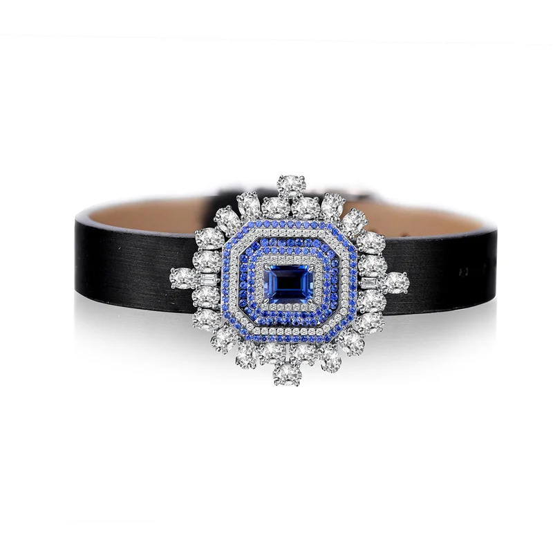 

ZFSILVER Trendy 925 Silver Cultivated Gem Design Blue Rectangle Bracelet For Charms Women Accessories Party Jewelry Gift L3-0007