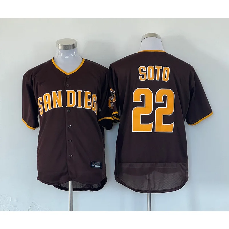 قميص البيسبول للرجال من سان دييغو بادريس إصدار المروحة المطرز للربيع للبالغين من القطن والحرير والبوليستر