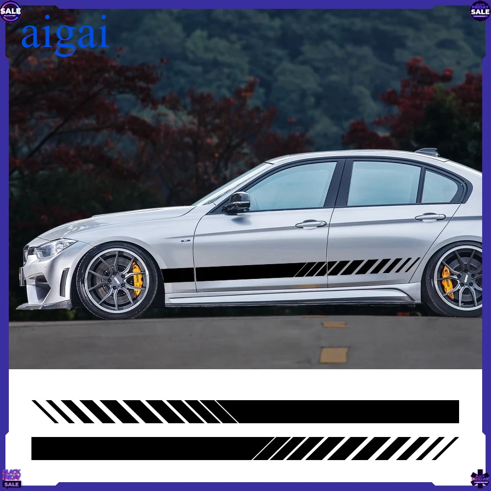 2Pcs Car Side Door Sticker Auto Body Trim Vinyl Film Decal for BMW E39 E46 E91 Mercedes Benz Citroen Acura Exterior Accessories