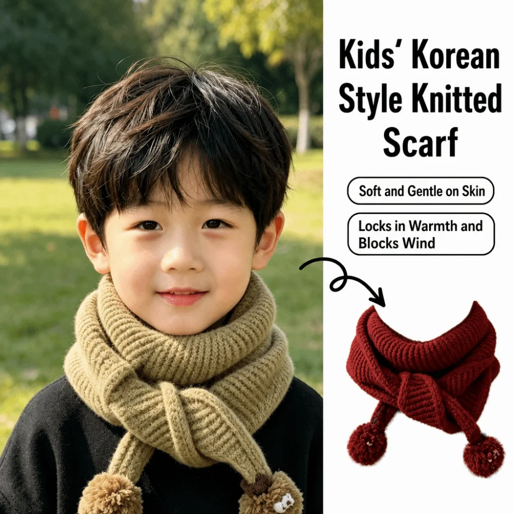 Cute Windproof Knitted Scarf Autumn Winter Soft Children Neck Warmer Thick Keep Warm Children Muffler Outdoor Use