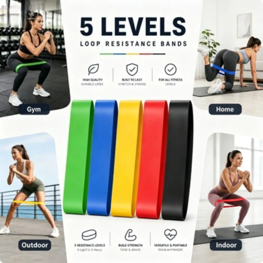 1/5PC Resistance Bands Set Gym Equipment Home Fitness Elastic Bands Strength Agility Training Equipment Handy Gym Workout Boxing