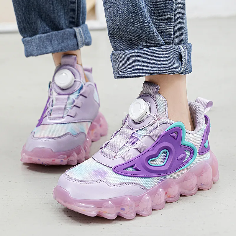 Kids Spring Sneakers Girls School Casual Shoes Outdoor Breathable Running Shoes Light Soft Tenis Pink Non-slip Children Shoes