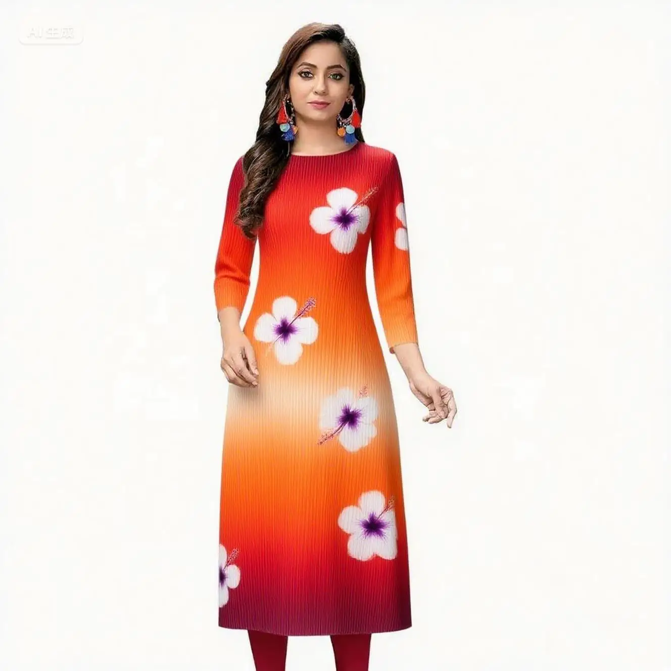 فستان كاجوال للنساء المسلمات كورتا على الطراز الوطني مستقيم كاجوال بتصميم الطاووس العرقي واليوسفي عباية تركية بحاشية شق #5