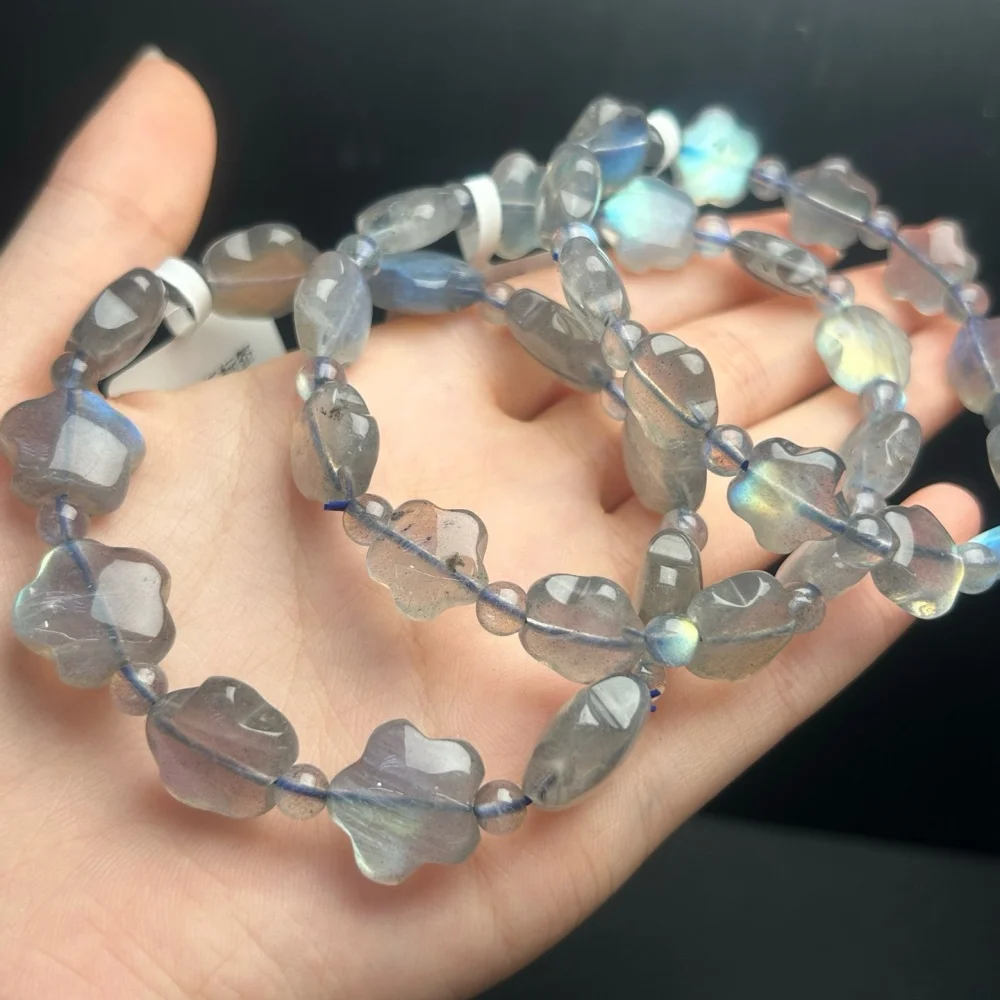 Natural Gray Moonstone Star Bracelet 12mm Healing Reiki Crystal Cube Fashion Fengshui Jewelry for Men And Women Birthday Gift