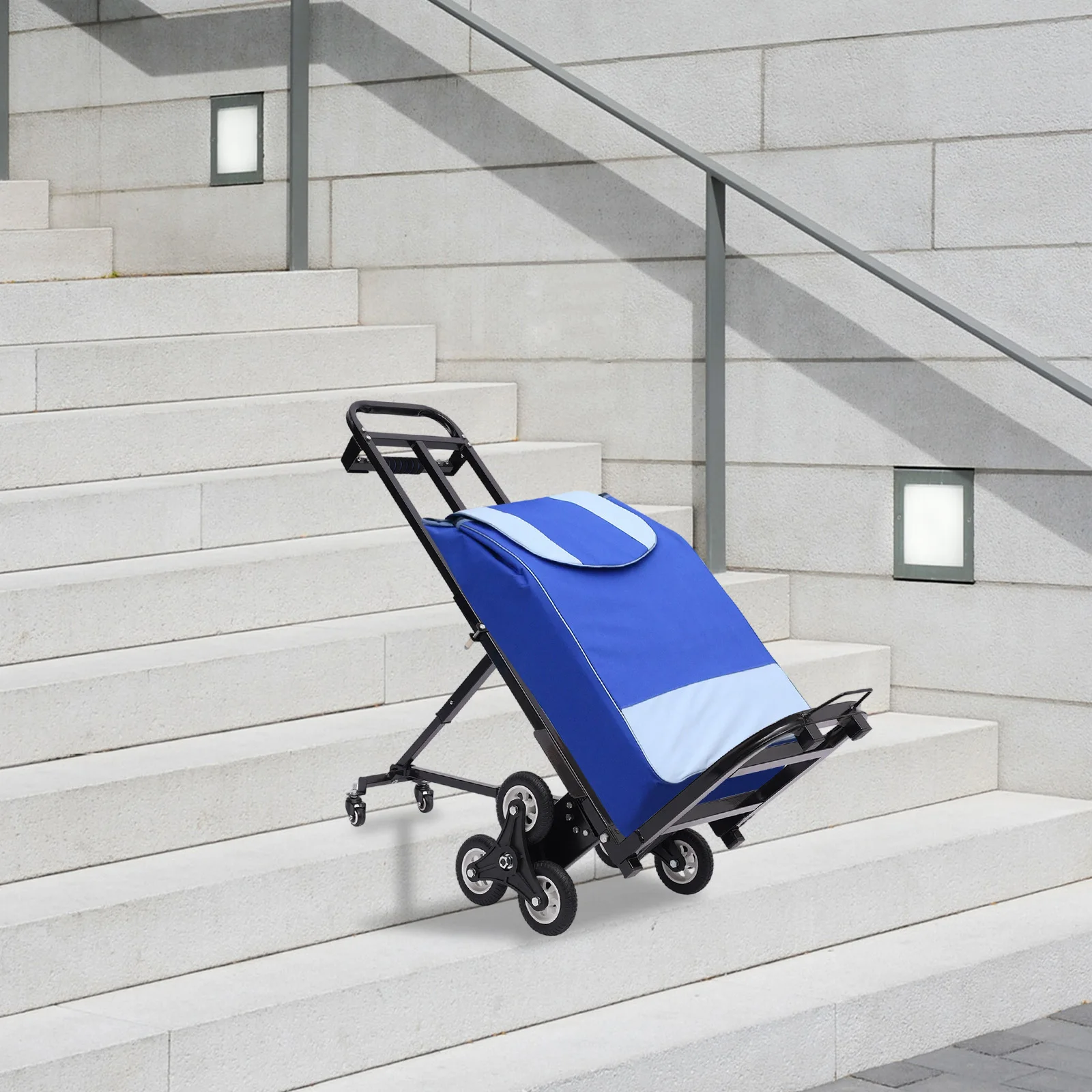 

460LBS Steel Stair Climbing Cart with Telescoping Handle and 6+2 Wheels for Warehouses Airports and Shopping Malls