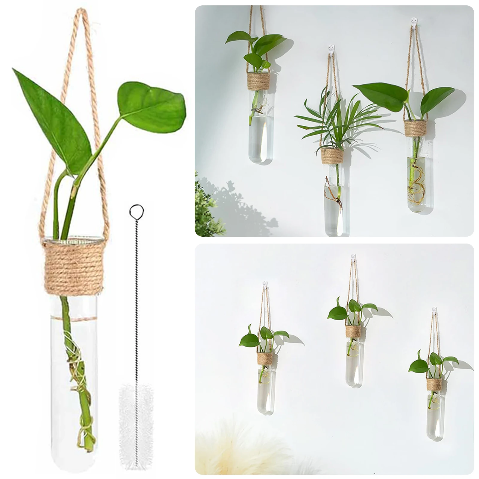 4pcs Hanging Glass Tube Vase Small Small Wall Vase Window Decoration For Room Decoration