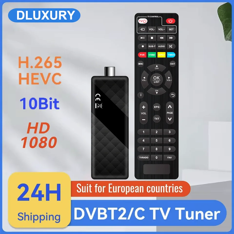 Dluxury U3mini DVB T2 DVB C Digital TV Decoder HD Free TV Channels 7Days EPG TV Tuner for Spain France Itlay Columbia ect