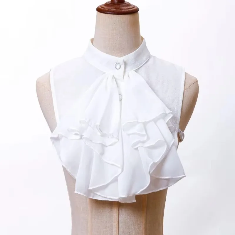 Jabot Tie Neck False Collar Victorian Costume Cravat Accessory Detachable Unisex Ruffle Halloween For Adult Men Women