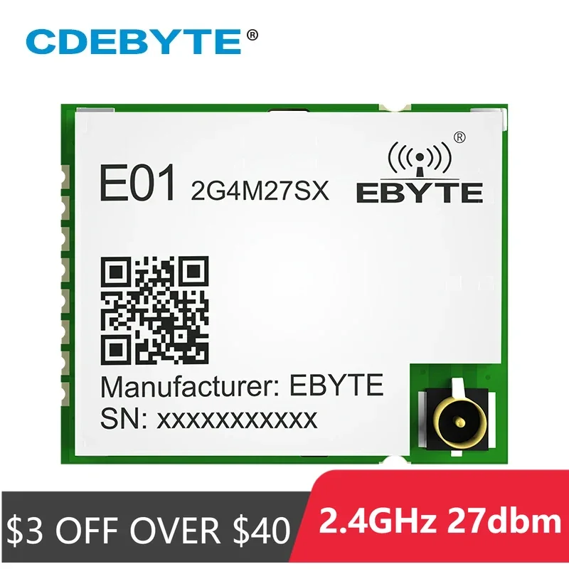 

CDEBYTE E01-2G4M27SX nRF24L01P 2,4 ГГц внутренний PA LNA 4 км SMD 27dbm GFSK SPI беспроводной модуль