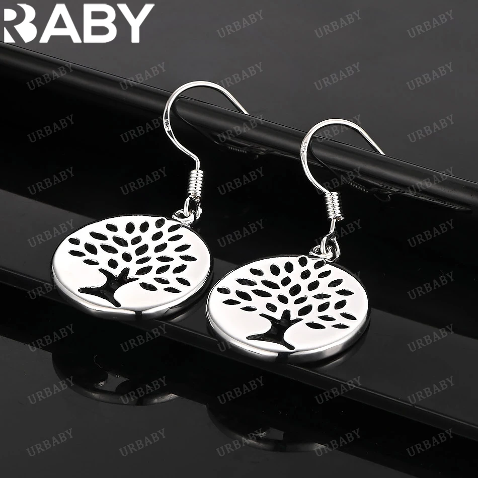 

URBABY 925 Sterling Silver Earrings Oblate Hollow Shape Drop Earrings For Women Jewelry Fashion Party and Daily Wear