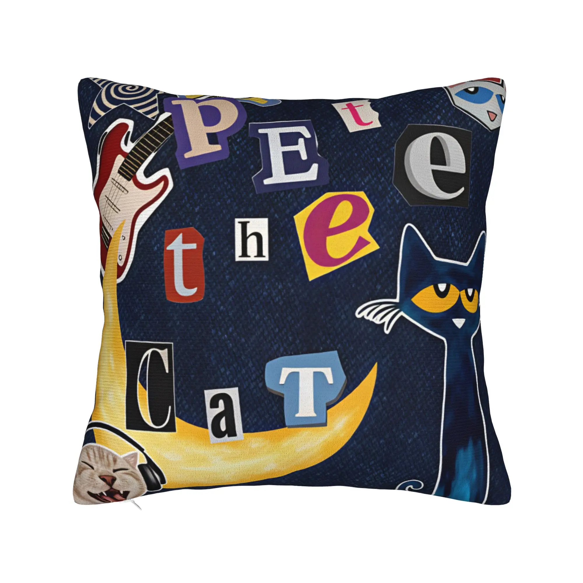 Pete the Cat I Love My White Shoes Pillow Case  Soft Pillow Cover Retro Trendy Pillowcases For Wedding Party Home Decor