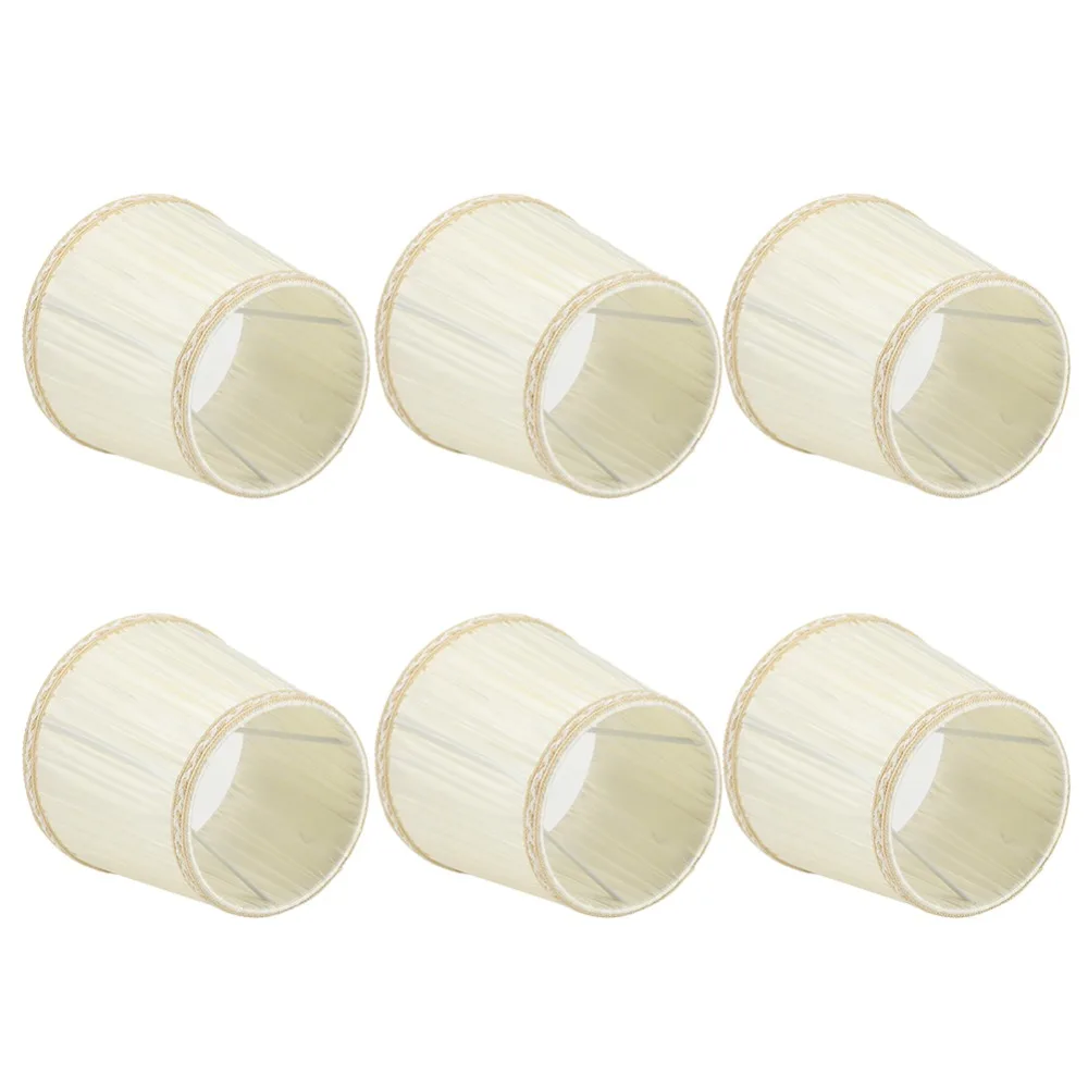 

6PCS Elegant Cloth Fabric Lampshade Beige Color Crinkle Texture Lamp Cover Pleated Lamp Shades Bedroom