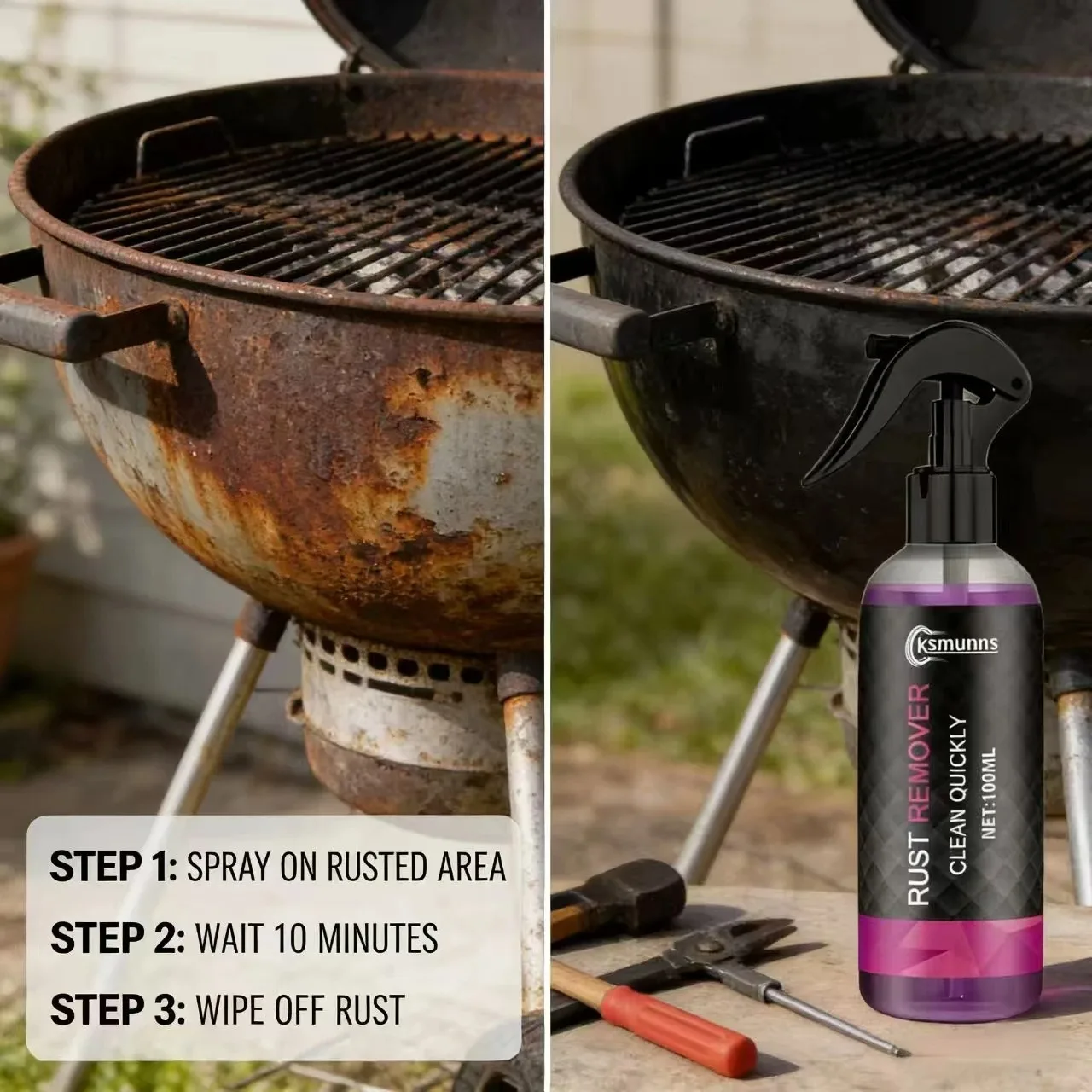 Fasilawei Metal Rust Protection Spray: Instant Coating for Rims Locks Screws Garden Tools