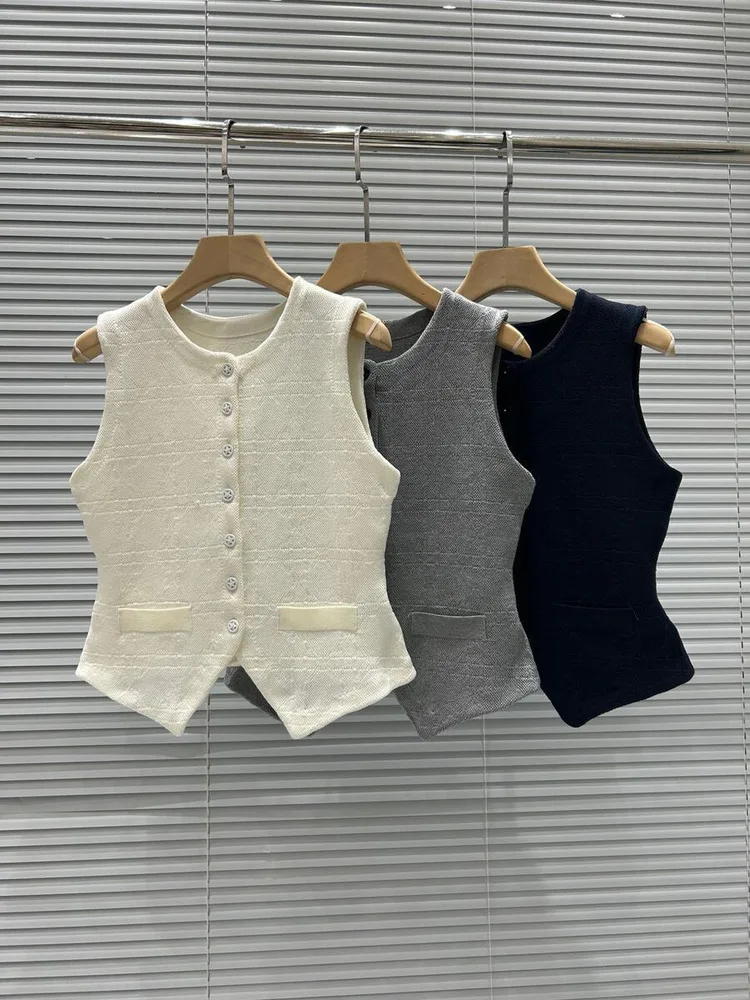 CHUJIE 2025 Herbst Neues französisches elegantes, stilvolles und temperamentvolles, schmal geschnittenes Weste + lässiges Hosen-Set mit Kordelzug