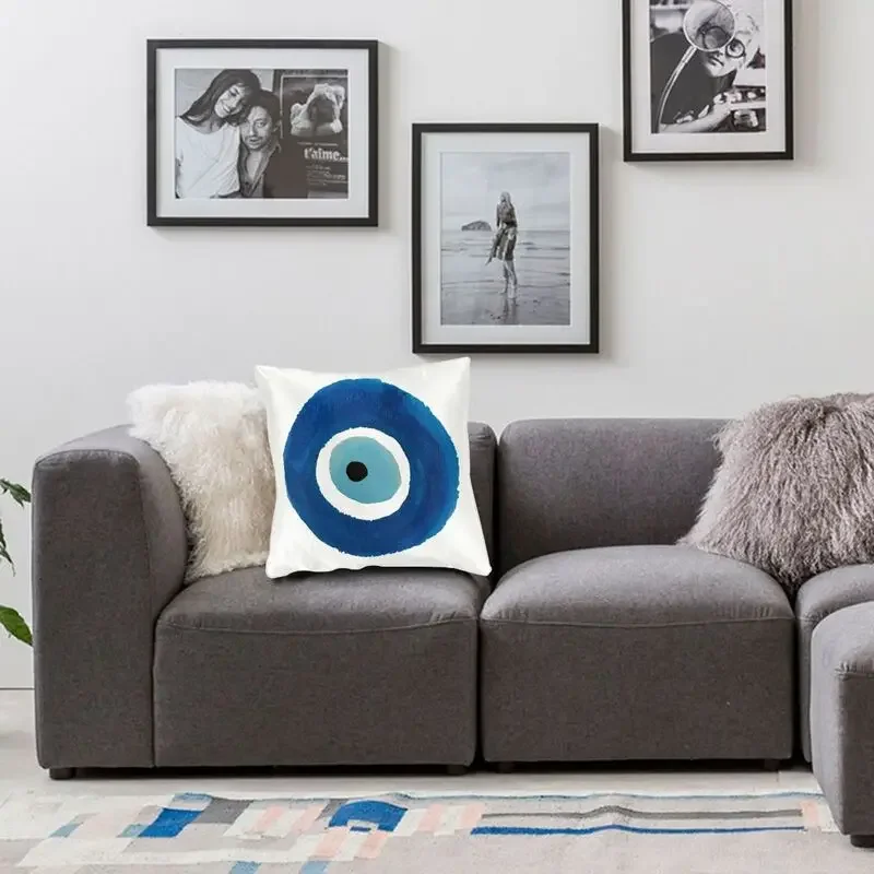 Watercolor Evil Eye Nazar Painting Nordic Throw Pillow Cover Decoracion Salon Case Hamsa Lucky Charm Car Cushion
