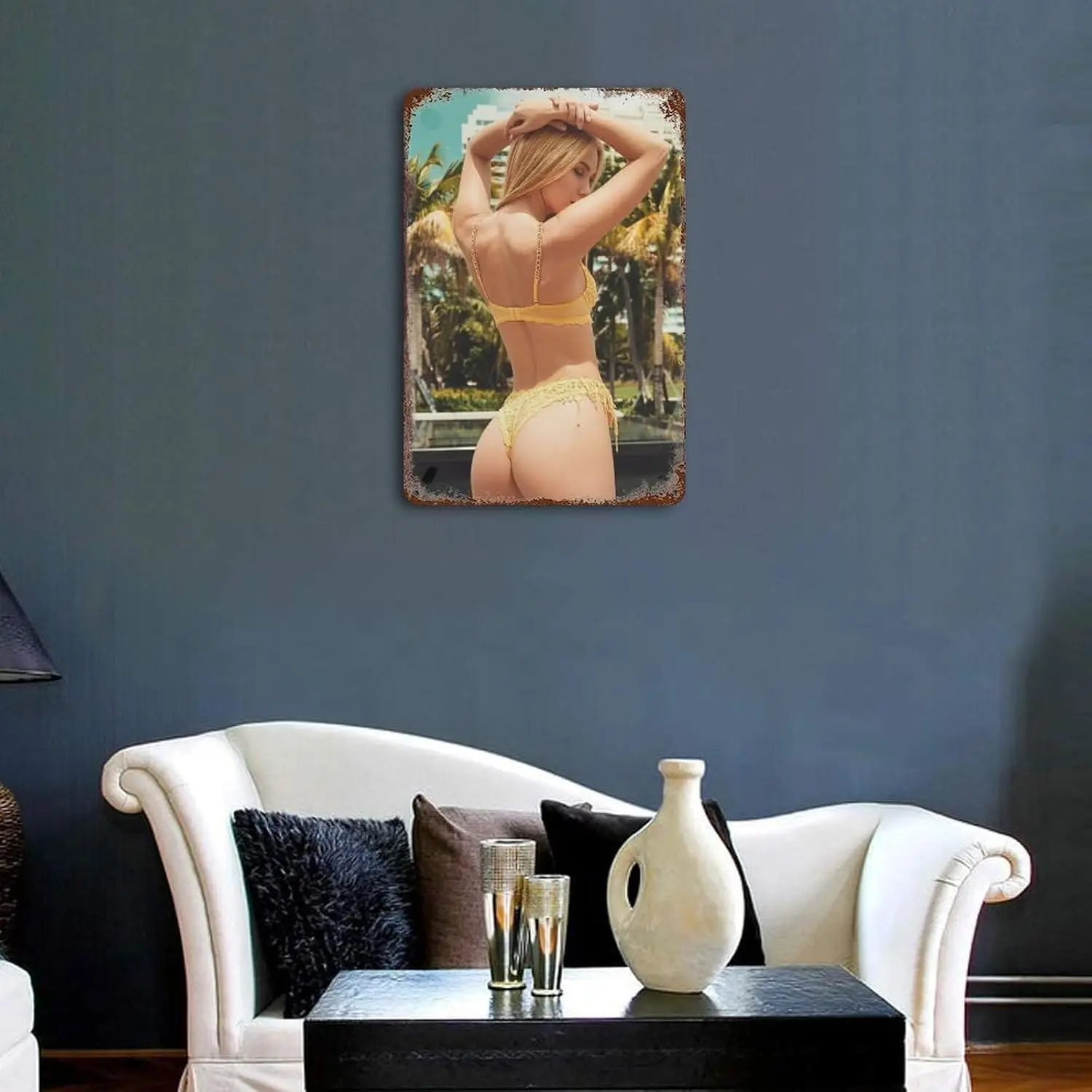 Sexy Woman Ocean Breeze Metal Tin Sign   | Great for man cave, restaurant, coffee shop, office, studio, beach house, entertainme