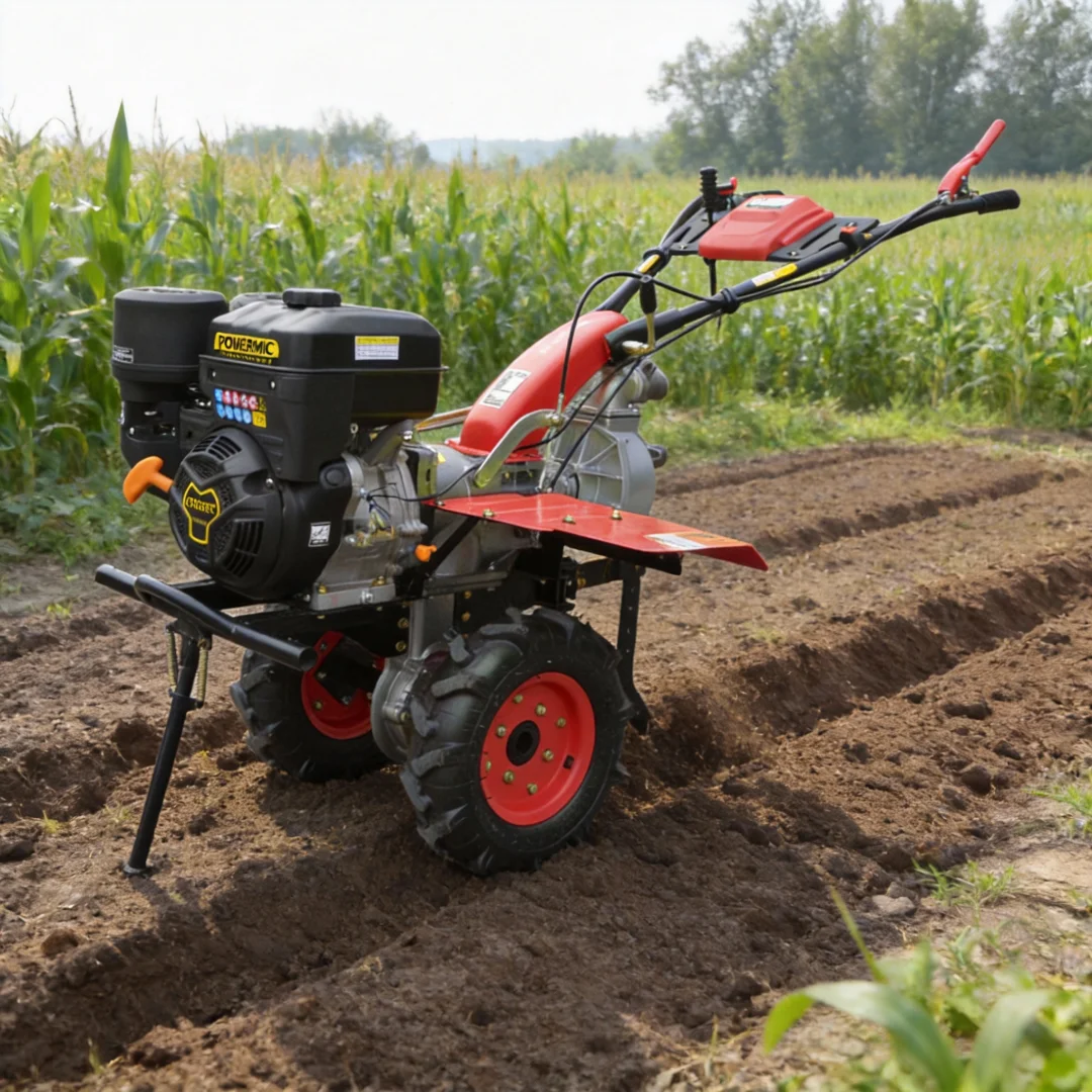 -Powered 4-Stroke Engine 4-Row Farm Power Tiller Cultivator with Automatic Aluminum Gearbox Belt Drive-High Productivity