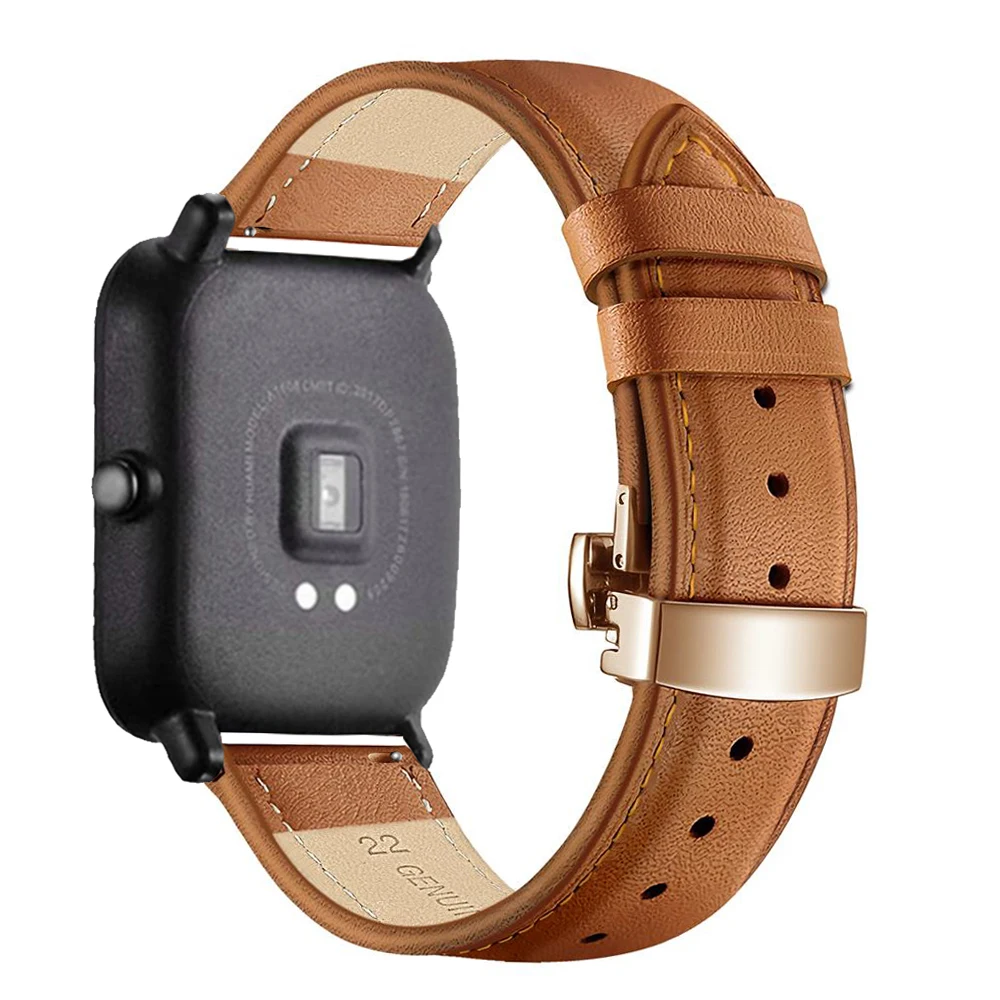 20mm/22mm Watch band For Amazfit GTS/2/2e/3/GTS2 Mini/GTR 42mm/47mm/GTR2/3/Pro strato Genuine Leather Bracelet Amazfit bip strap