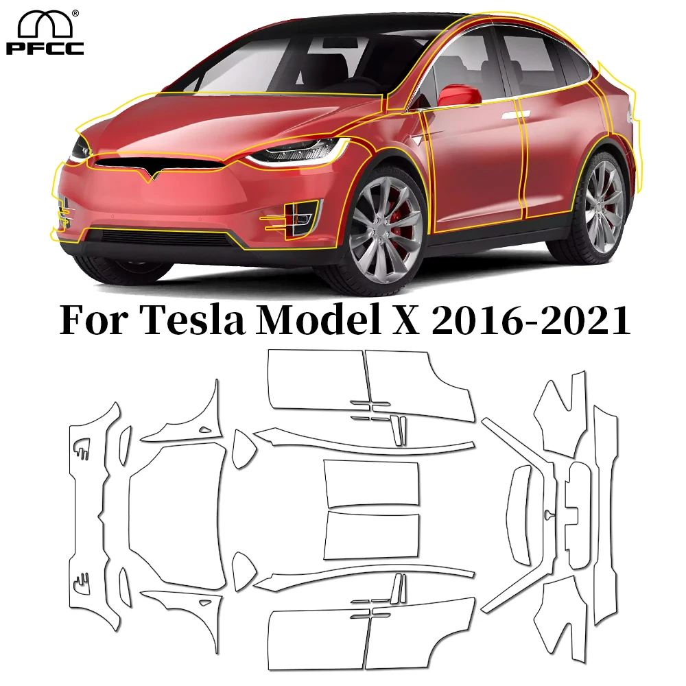 

For Tesla Model X 2016-2021 Anti-Scratch TPU Paint Protection Film Car Body Pre-cut PPF Clear Bra Resistant Invisible Repairable