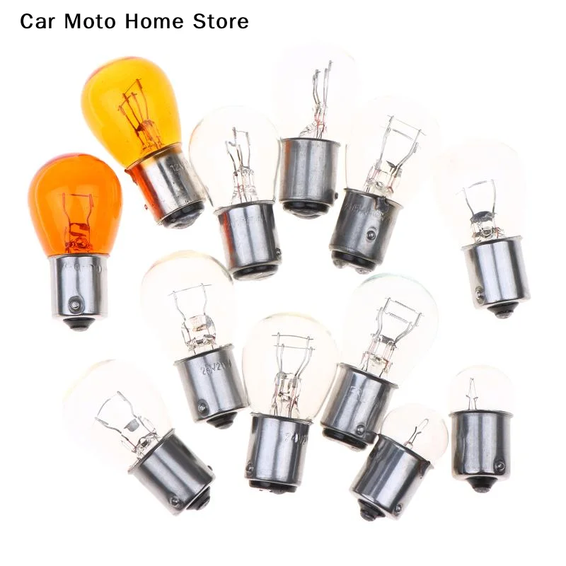 

【DM】2Pcs 1157 1176 89 2409 2412 2410 2405 1141 1016 Car Bulbs Amber/Transparent Halogen For Turn Tail Reverse Lights 12V/24V