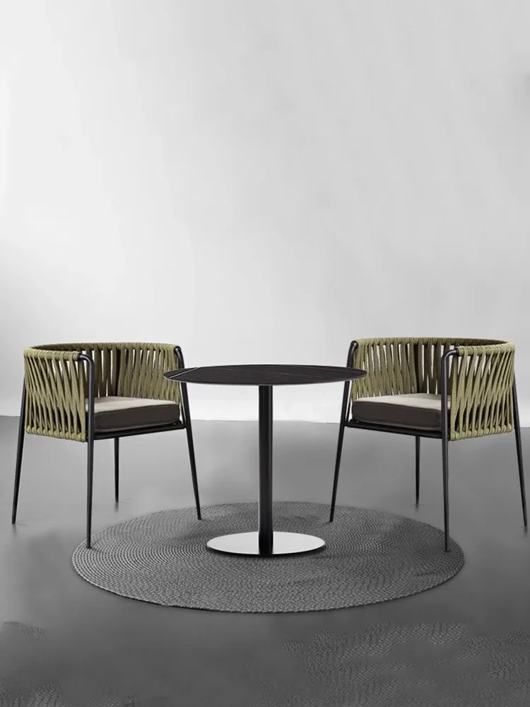 

Outdoor rattan tables and chairs three-piece courtyard garden hotel cafe outside rattan chairs coffee table combination leisure