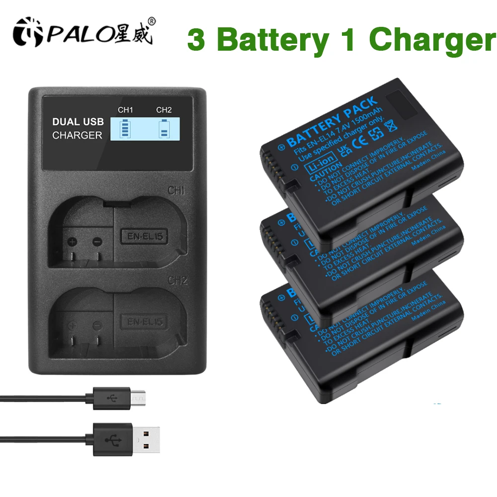 

EN-EL14 EN EL14 EN-EL14a Battery +LCD Dual Charger for Nikon P7800 P7100 D3400 D5500 D5300 D5200 D3200 D3300 MH-24 D5600 D8000