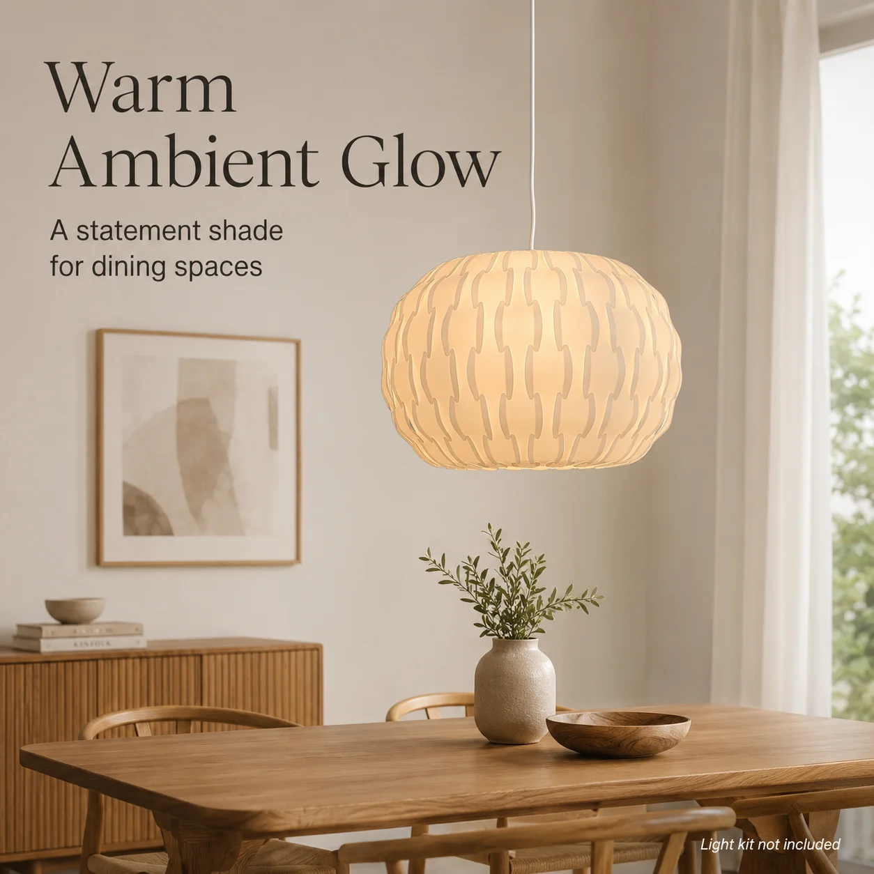 JOYINLED Assembly White Acrylic Pendant Lamp Shade, 40cm Modern Hanging Light Cover for Bedroom, Dining Room, Lampshade Only