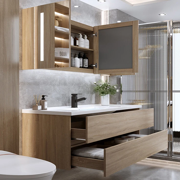 Factory Direct 2026 Vendita Diretta di Fabbrica: Mobili da Bagno Moderni ed Economici in Legno, Sospesi a Parete, con Set Lavabo