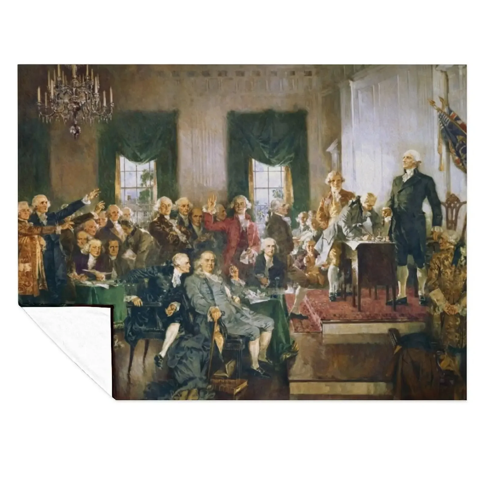

The Signing of the Constitution of the United States - Howard Chandler Christy Throw Blanket Plush Camping Blankets