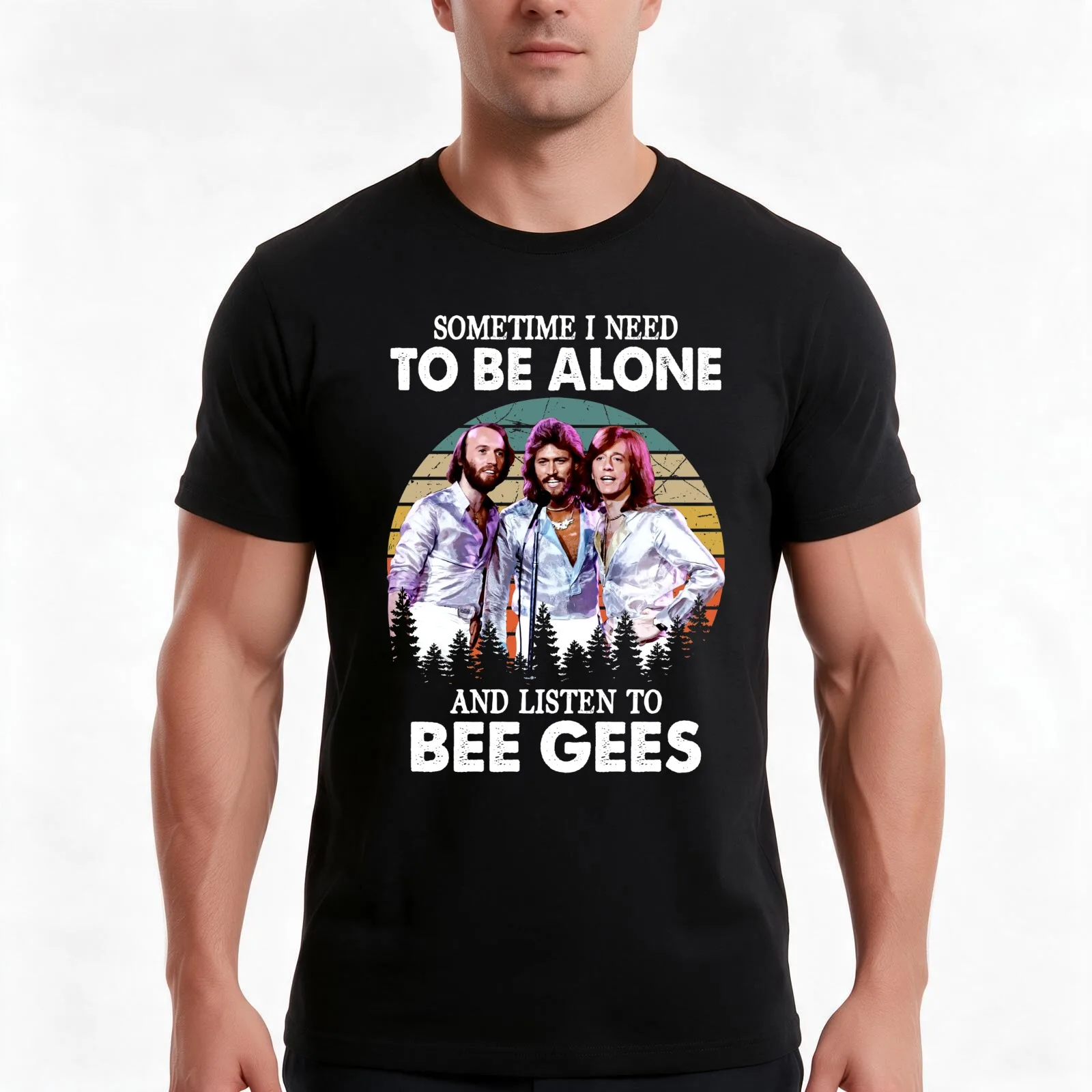 Sometimes I Need To Be Alone And Listen To Bee Gees Vintage T-Shirt Summer Casual Cotton Tee Oversized Streetwear Tops