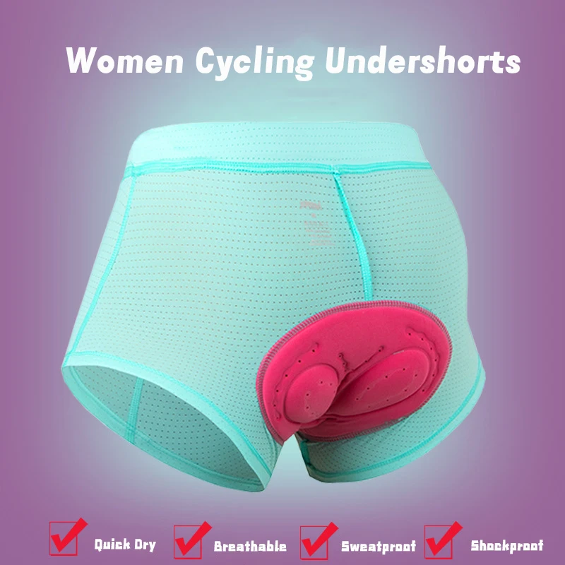 Queshark Women Thickened Gel Pad Cycling Underwear Shorts Quick Dry Bicycle Bike Shorts for Mountain/Road Bike(Triangle/Briefs)