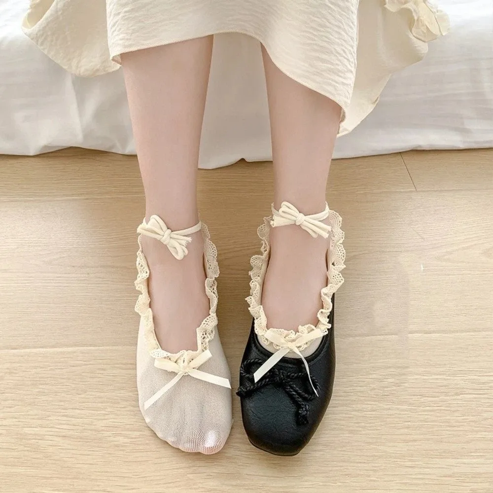Sweet Sweet Lace Socks Invisible Low Cut Ballet Style Socks Anti Slip Bow Boat Sock Ballet Dance