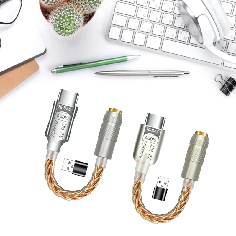 USB C to 3.5mm Earphone Amplifier Headphone Amp ALC5686 Hifi Digital Audio Decoder AUX Audio Cable Adapter Converter-ABWO