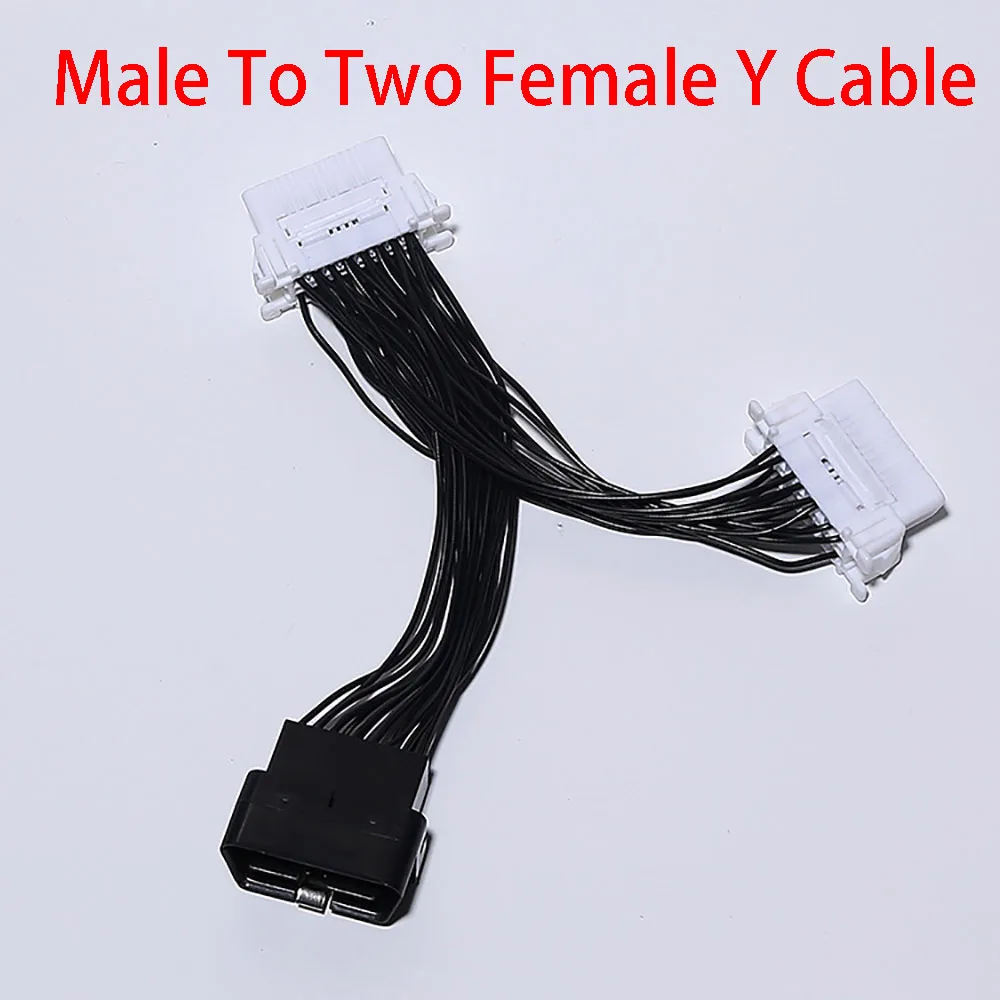 

Car OBD2 1 2 extension line OBD 2 Splitter Extension Cable one Male to Two Female Y Cable OBD2 splitter extension