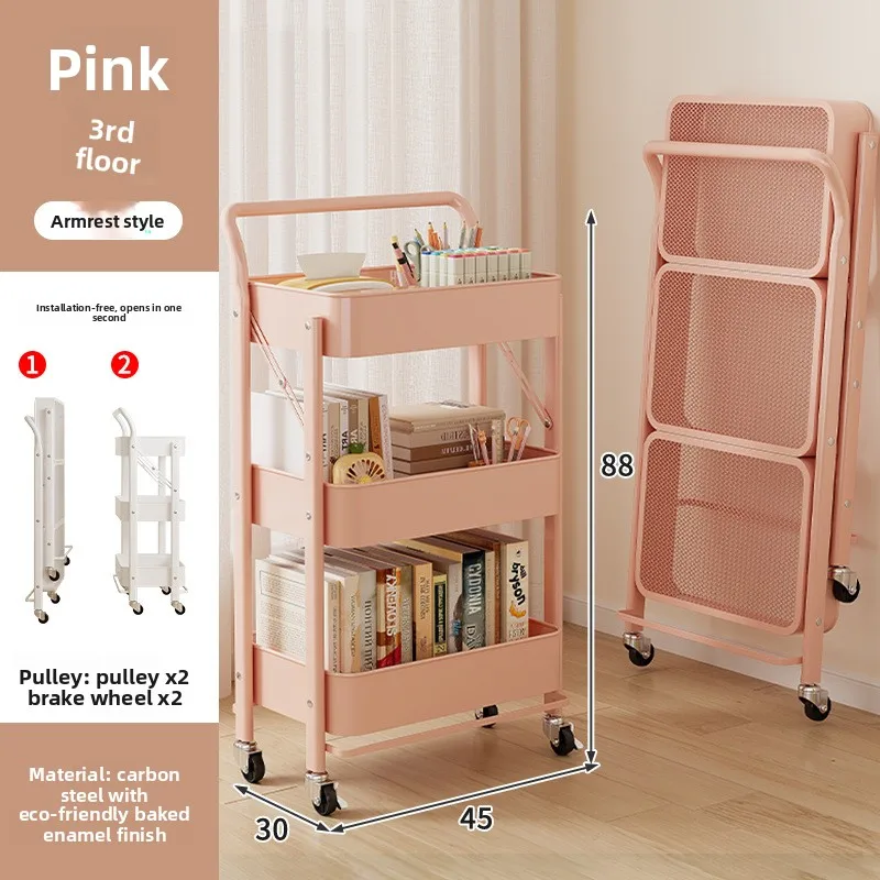 Stable Removable rack Multi-layer shelf Next to desk Foldable storage rack Kitchen bathroom trolley image 6