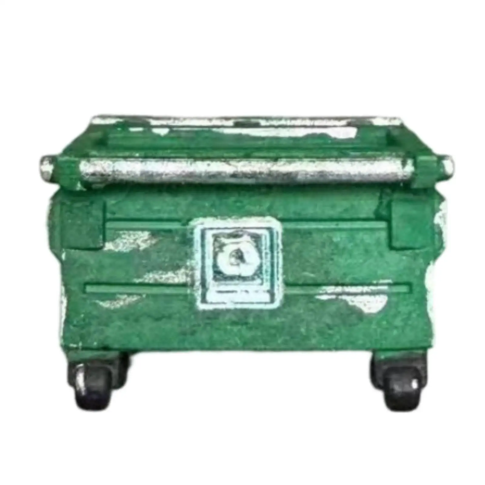 Miniature Trash Bin 1:64 Scale Miniature Bin with Wheels Open-Top Model Garbage Can for Hobbyists, Collectors, Street Display,