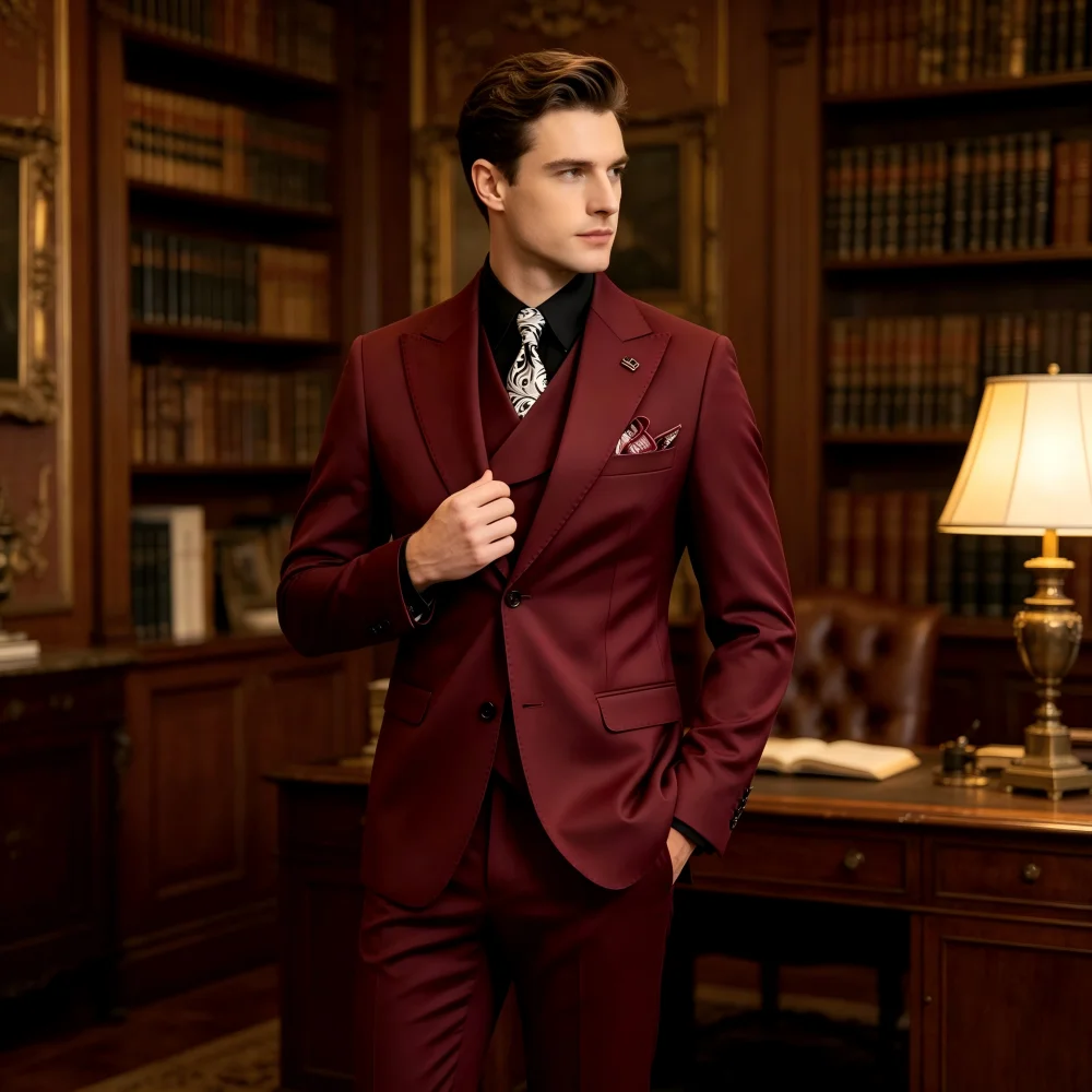 

Мужской повседневный костюм-тройка: пиджак, жилет и брюки. Модные мужские костюмы для свадьбы и торжественных мероприятий.