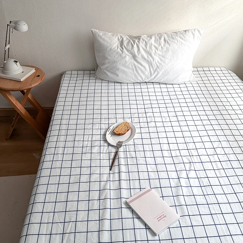 Pure Cotton Color Stripes Flat Sheet Soild Color Bed Linen Skin-friendly Adults Kids Room Bedsheet roupa de cama (No Pillowcase)