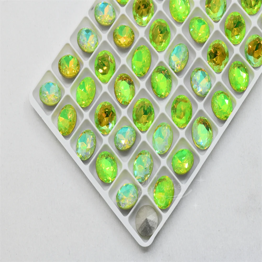 K9 green color rhinestones glass crystals craft supplies diy accessories oval teardrop navette