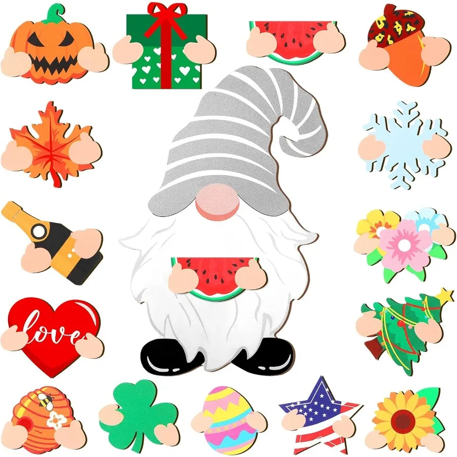 ديكور جنوم خشبي قابل للتبديل للعطلات والخريف التماثيل للهالوين صينية متدرجة مع قطع مغناطيسية يمكنك صنعها بنفسك للهالوين #1