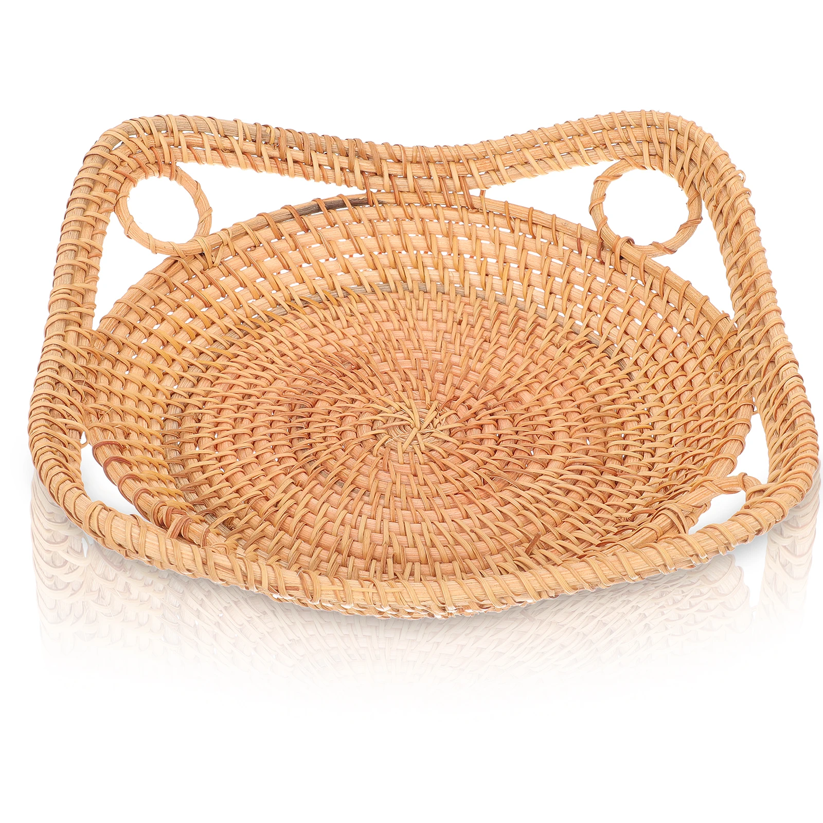 

Natural Woven Bread Basket Rattan Fruit Plate Storage Tray For Home Kitchen Snack Sweets Storage Basket Household Food Holder