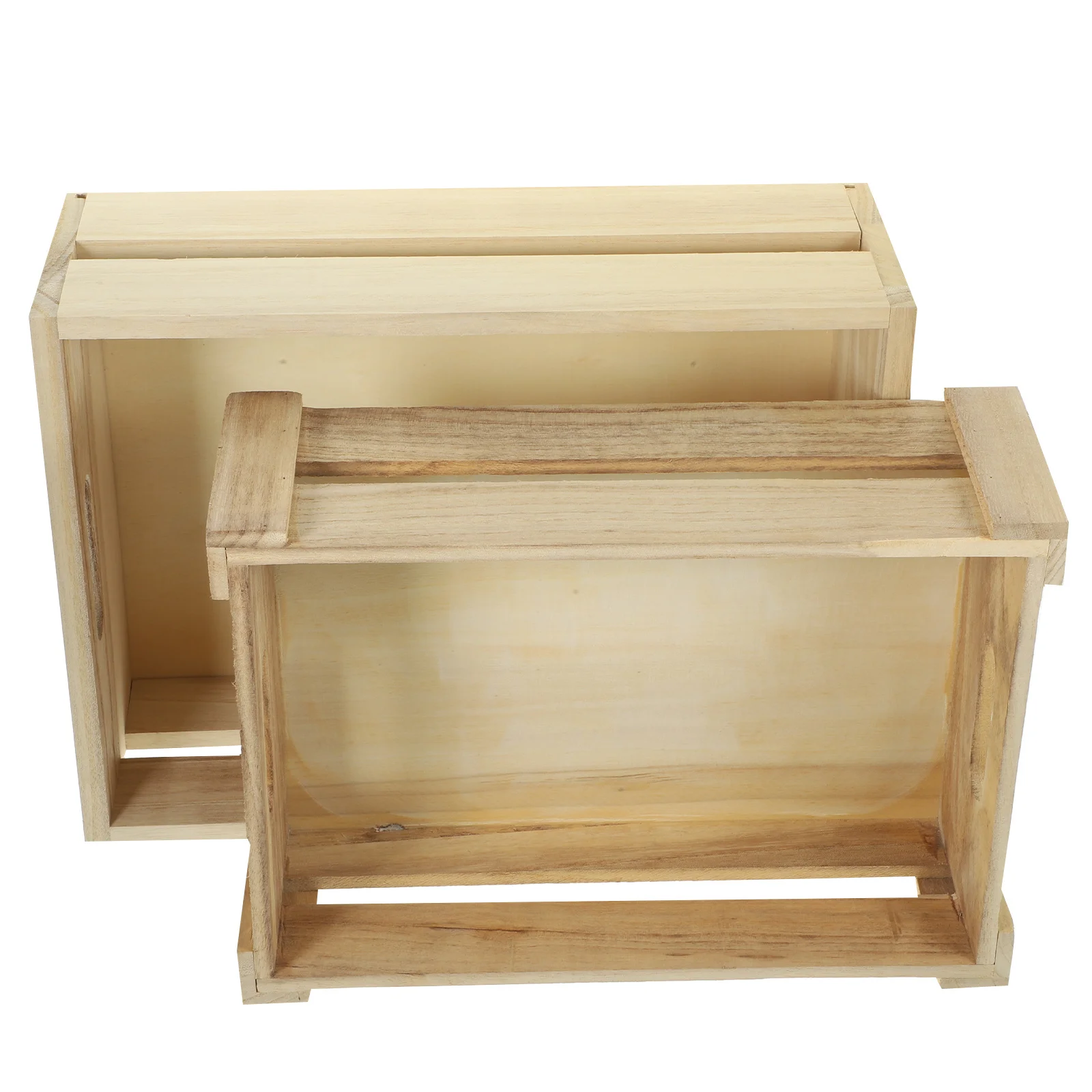 

2Pcs Wooden Crate Box Rustic Solid Storage Crates Hollow Handle for Home Farmhouse Vintage Display and Storage Solutions