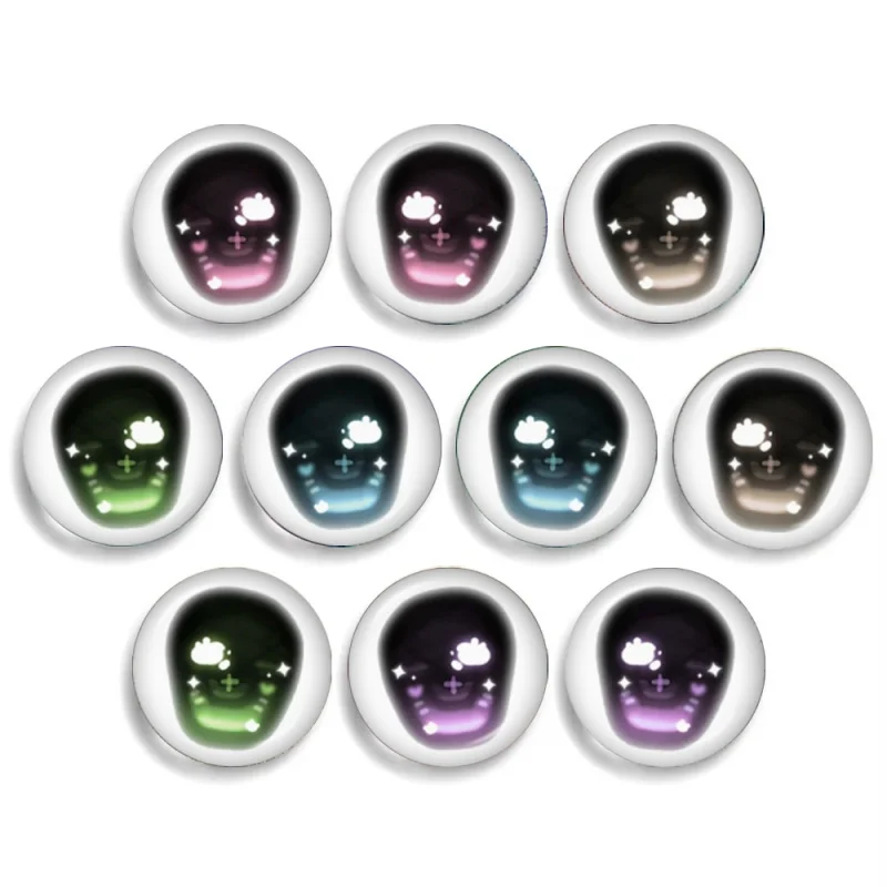 10 Stück/Set 14MM Augenchips Originelles Muster Blyth Spielzeug Anime Puppen Augen-Chips Glasaugen Cabochons Runde Tropfen-Klebeaugen DIY Schmuck