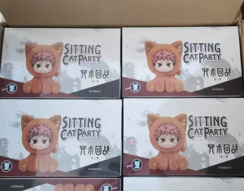 Новинка 2026: Оригинальная коллекционная серия Eaki Jujutsu Kaisen Season Sitting Cat Party 3 — Слепая коробка-сюрприз, настольное украшение, трендовые игрушки, подарки