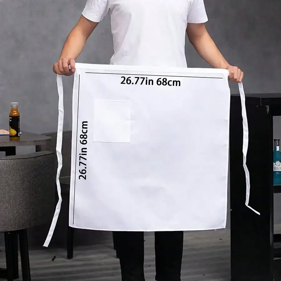 1 Stück Kochschürze im Großhandel, halbhohe Restaurant-Küchenschürze, halbhohe Kellner-Kochschürze, schwarz – Detail 2