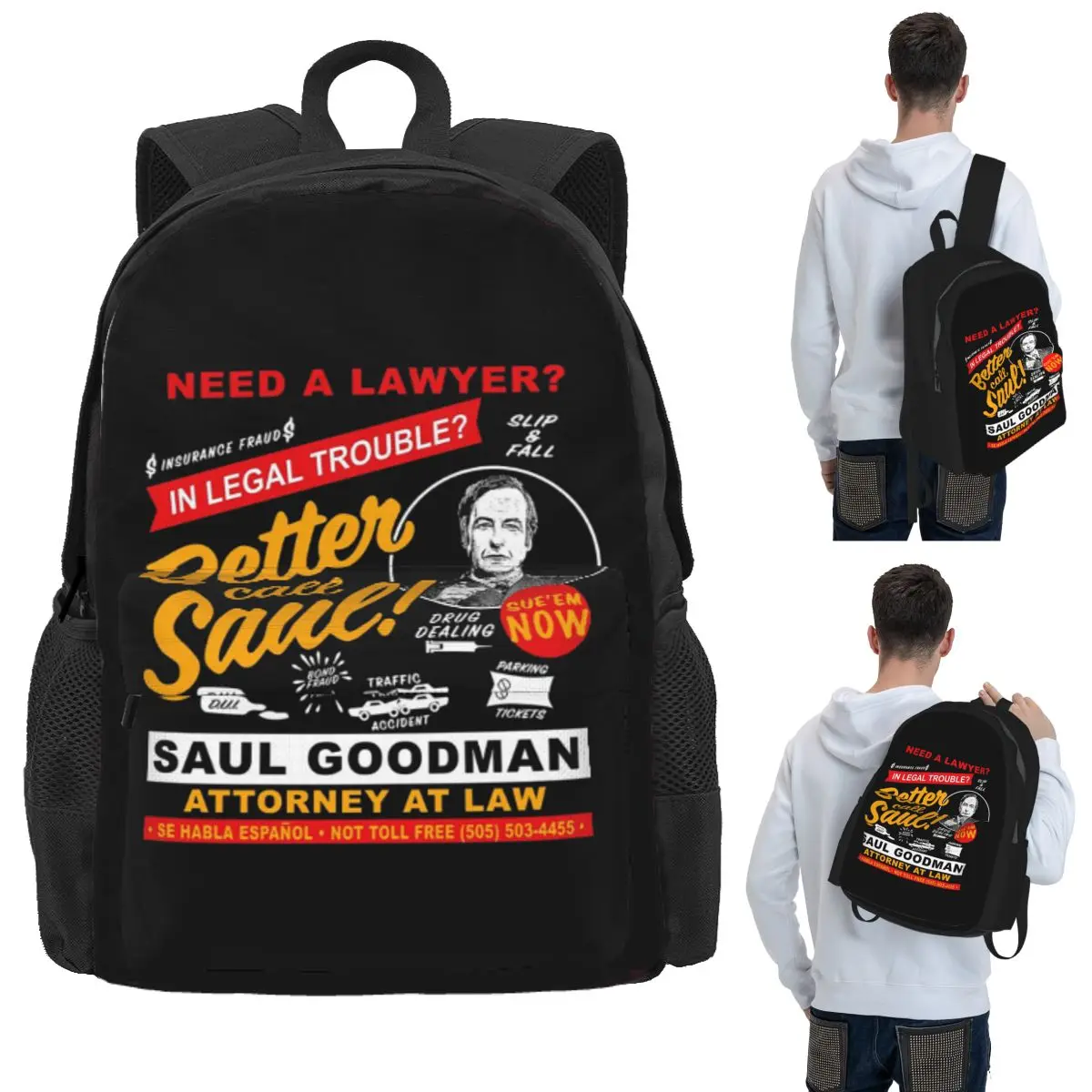 

Need A Lawyer Then Call Saul Dk Student Backpack School Bag Hiking Travel Daypack for Boys Girls Bookbag Shoulder Bags