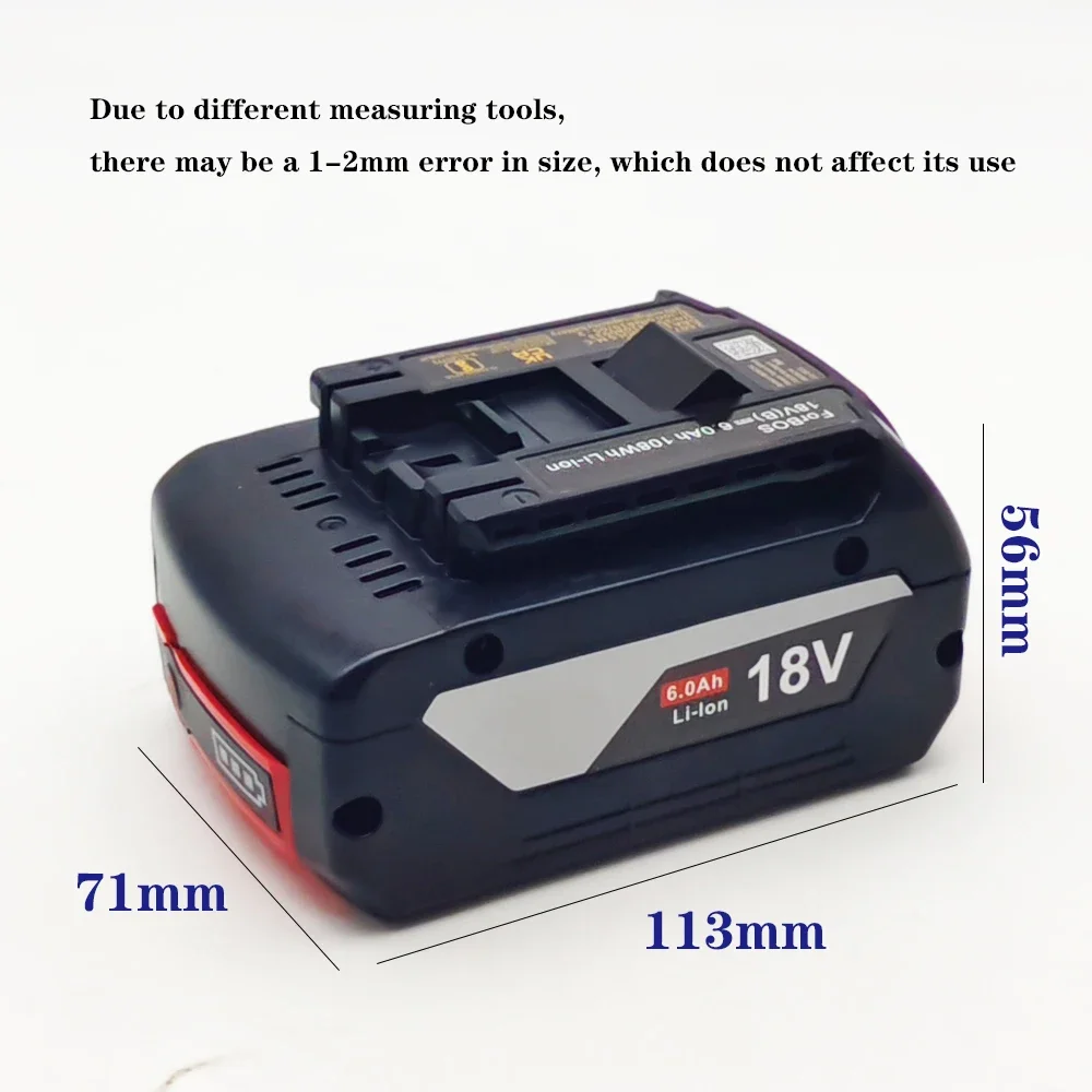 

18 В 6000 мАч для аккумулятора Bosch 18 В подходит для электроинструментов Bosch 18 В перезаряжаемый литий-ионный аккумулятор