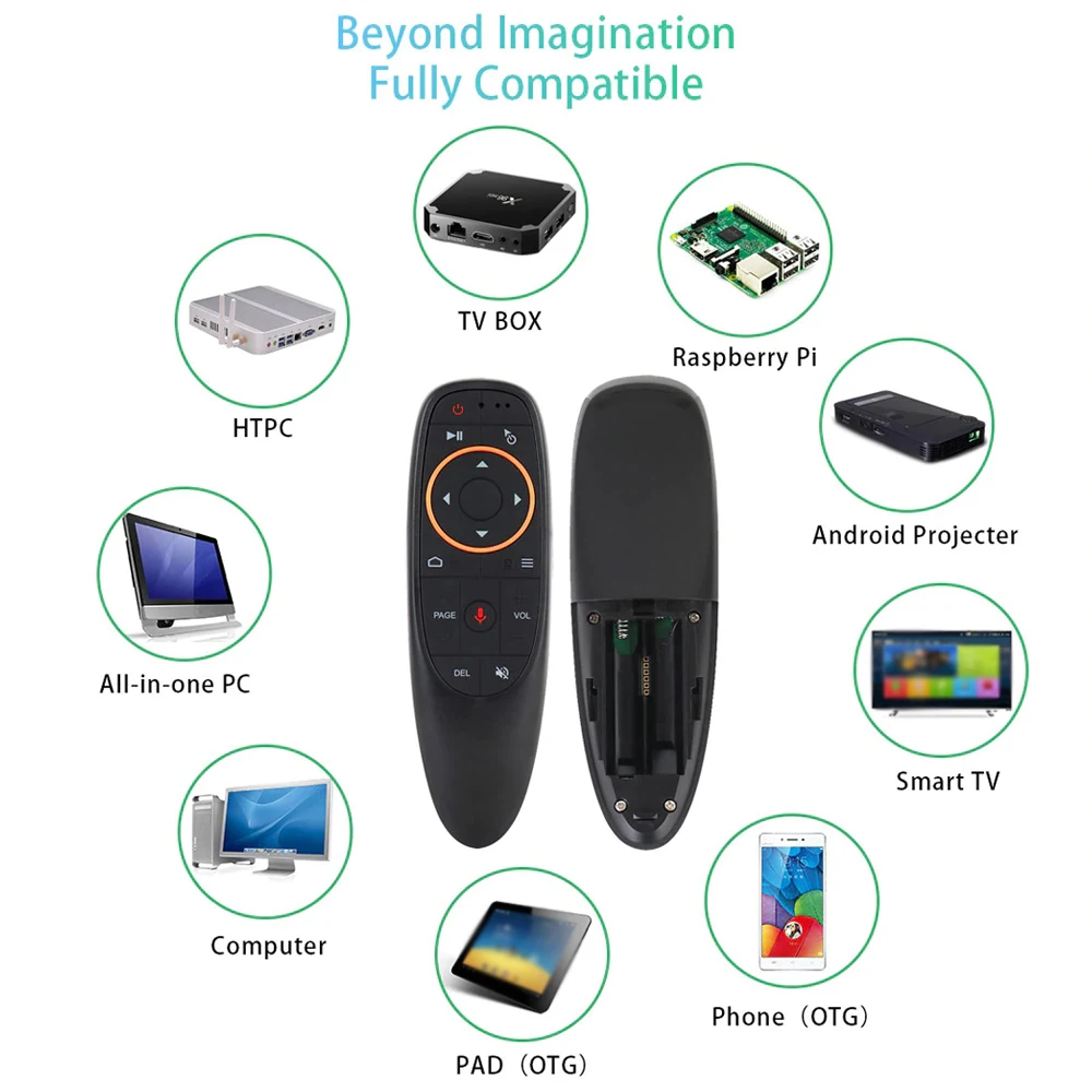 RF-gyroscoop G10 Smart Voice-afstandsbediening voor Android TV Box PC Wireless Air Mouse IR Learning