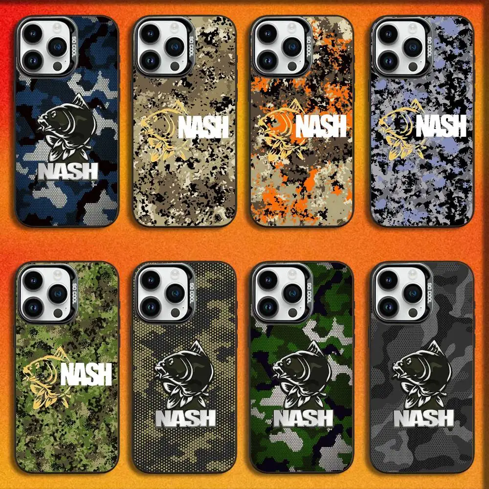 

Phone Case For iPhone 16,15,14,13,12,11,Mini,Pro,E,MAX Black Candy Matte Shockproof Camouflage Fish Fishing N-NASH Cover